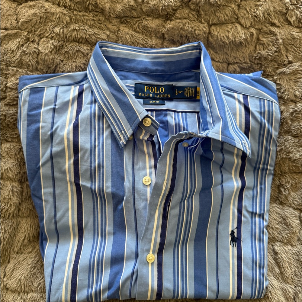 Polo by Ralph Lauren Blue Casual Button Down Slim Fit Shirt